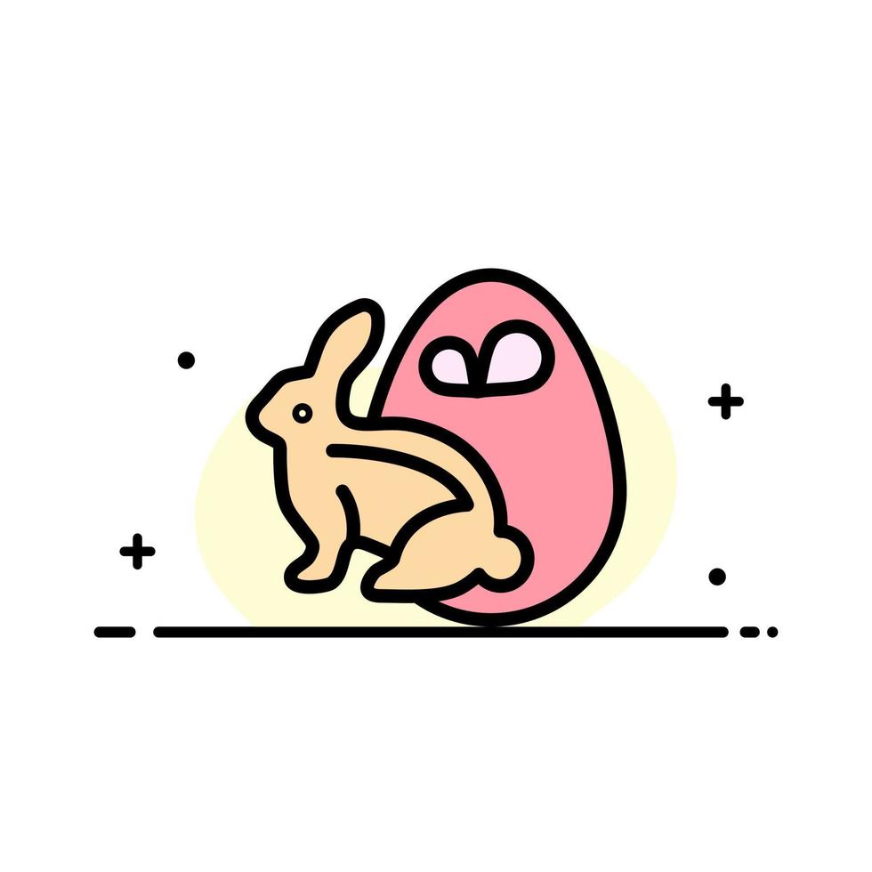 Egg Bunny Easter Rabbit  Business Flat Line Filled Icon Vector Banner Template