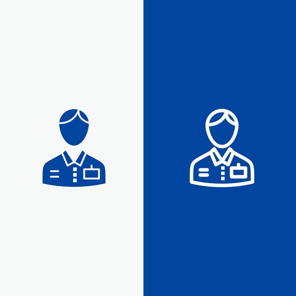 Bellboy Bellhop Doorman Hotel Service Line and Glyph Solid icon Blue banner vector