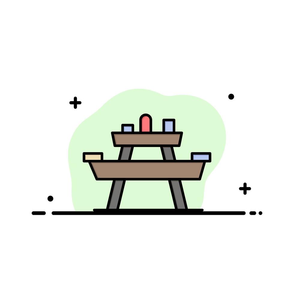 Bench Food Park Seat Picnic  Business Flat Line Filled Icon Vector Banner Template