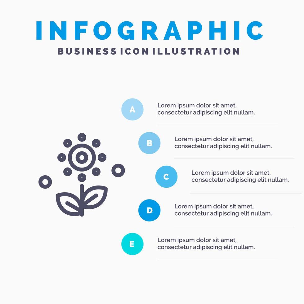 Flower Plant Rose Spring Line icon with 5 steps presentation infographics Background vector