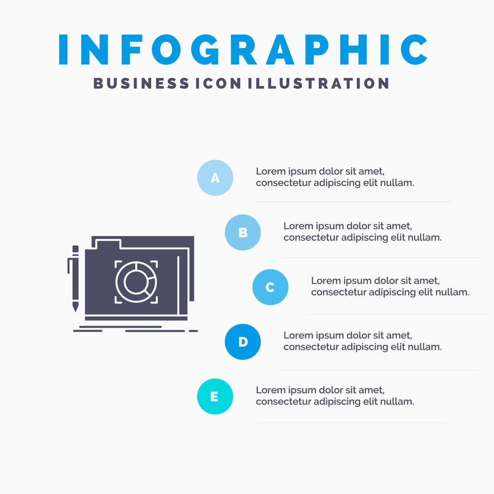 Folder Lock Target File Solid Icon Infographics 5 Steps Presentation Background vector
