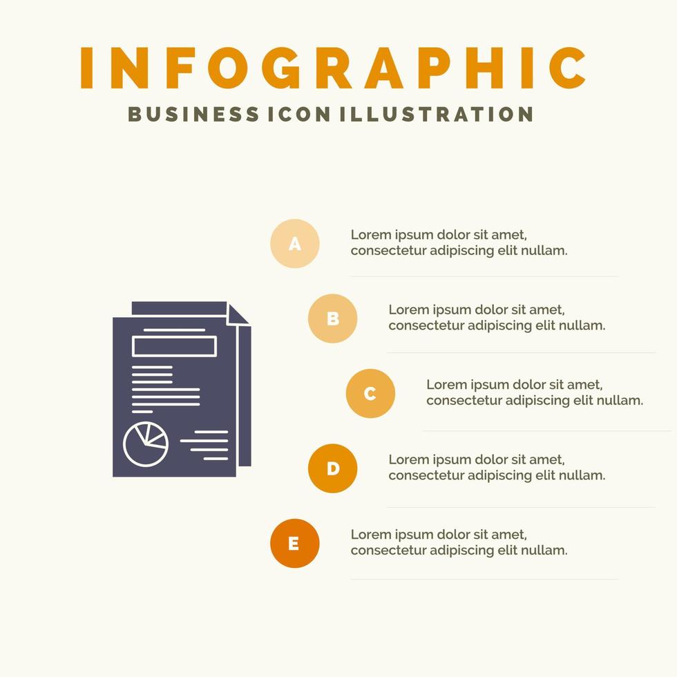 diseño de página informe presentación icono sólido infografía 5 pasos presentación antecedentes vector