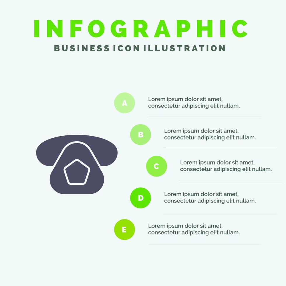 llamada móvil teléfono teléfono icono sólido infografía 5 pasos presentación antecedentes vector