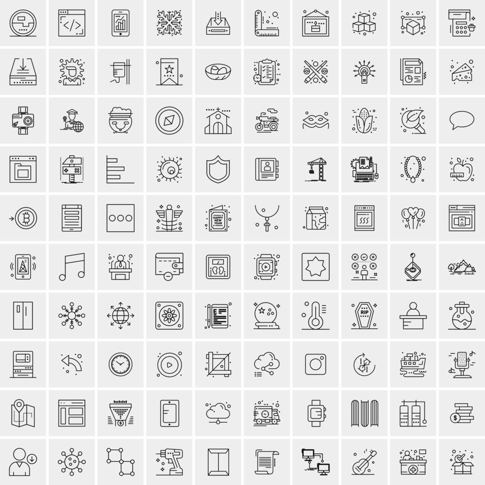 Pack of 100 Universal Line Icons for Mobile and Web vector