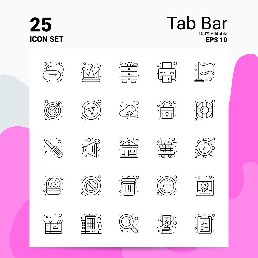 25 Tab Bar Icon Set 100 Editable EPS 10 Files Business Logo Concept Ideas Line icon design vector