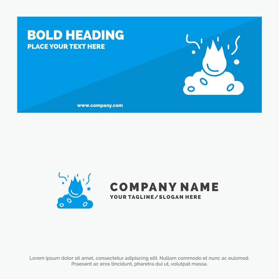 Burn Fire Garbage Pollution Smoke SOlid Icon Website Banner and Business Logo Template vector