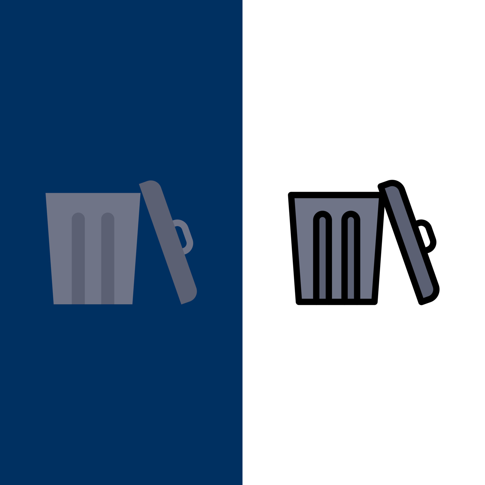 Ecology Environment Garbage Trash Icons Flat and Line Filled Icon Set Vector Blue Background