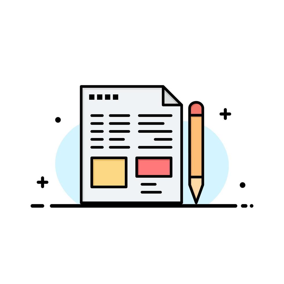 File Text Pencil Education Business Logo Template Flat Color vector