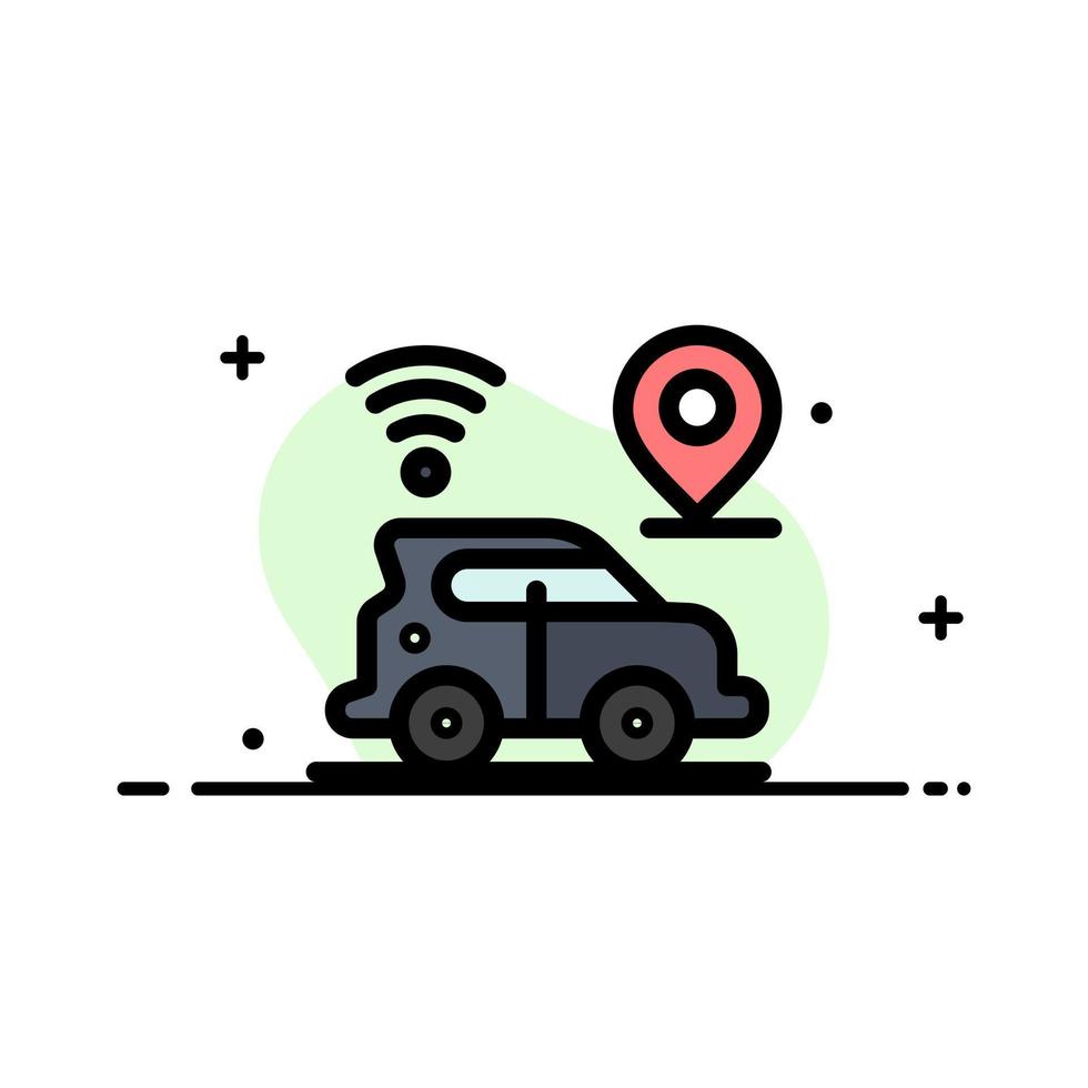 coche ubicación mapa tecnología negocio línea plana icono vector banner plantilla