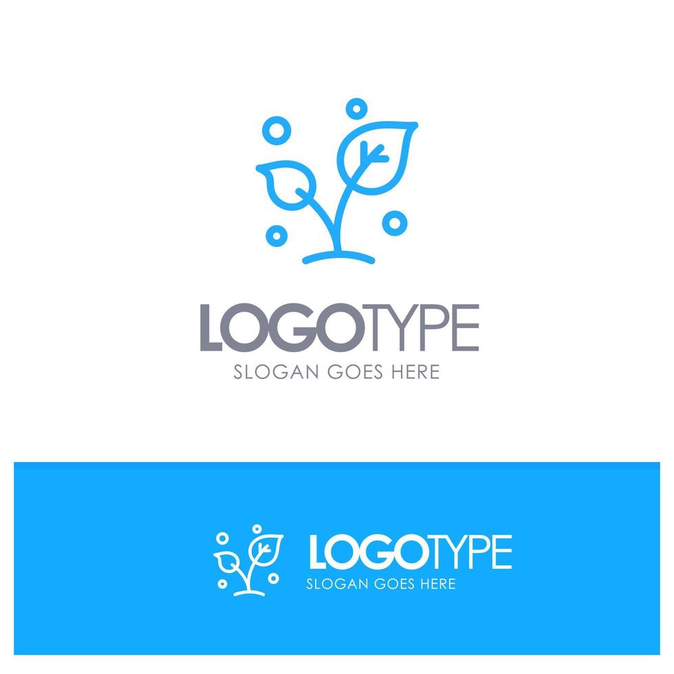 Leaf Nature Spring Sprout Tree Blue outLine Logo with place for tagline vector