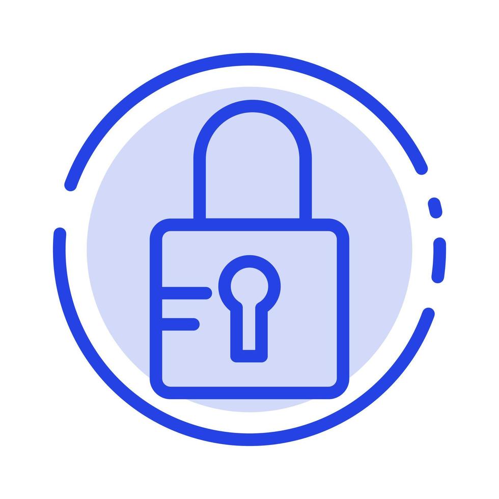 Lock Locked School Blue Dotted Line Line Icon vector