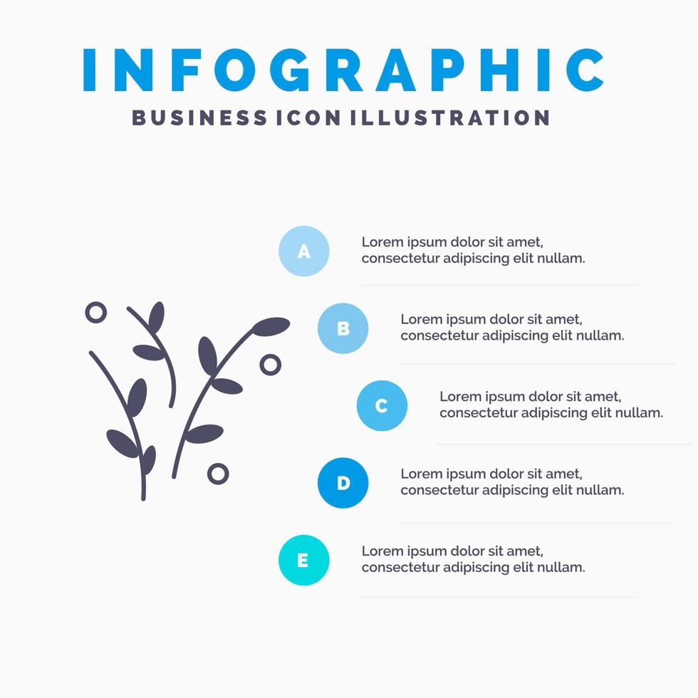 hoja naturaleza planta primavera sólido icono infografía 5 pasos presentación antecedentes vector