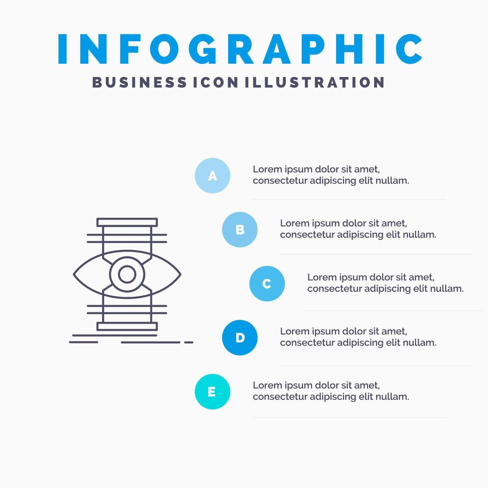 Eye Success Focus Optimize Line icon with 5 steps presentation infographics Background vector