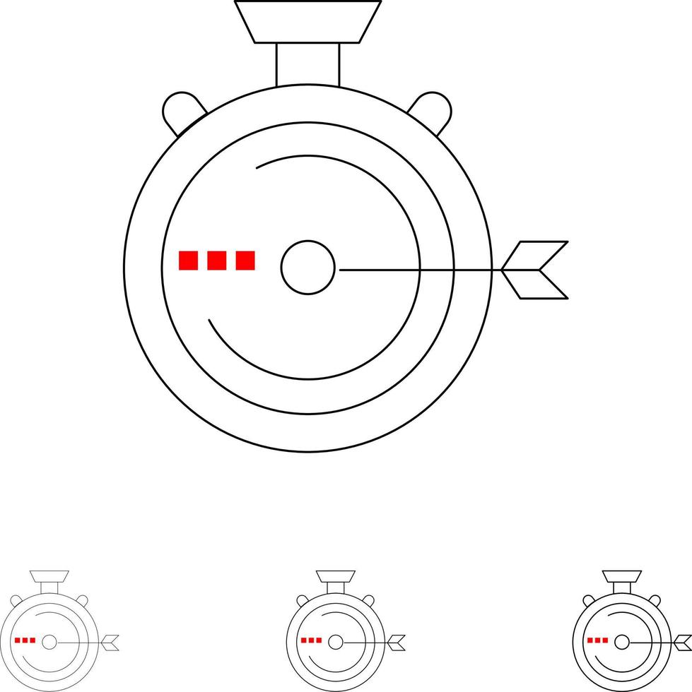 Launch Management Optimization Release Stopwatch Bold and thin black line icon set vector