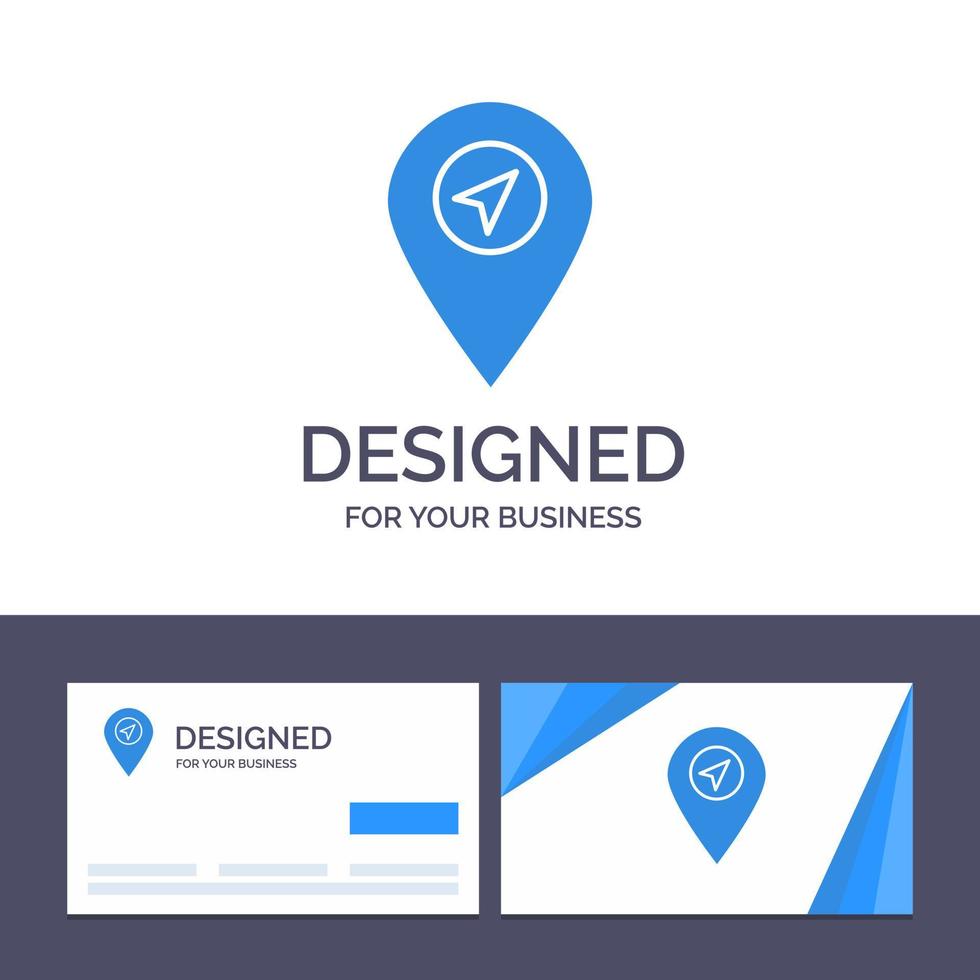 Ilustración de vector de puntero de mapa de ubicación de plantilla de logotipo y tarjeta de visita creativa