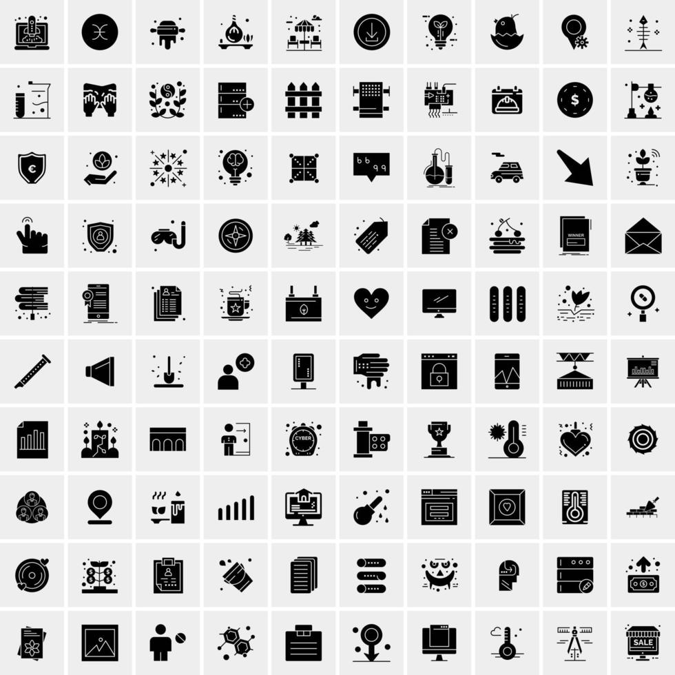 Set of 100 Universal Solid Icons vector