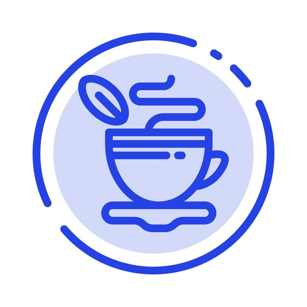 Tea Cup Hot Coffee Blue Dotted Line Line Icon vector