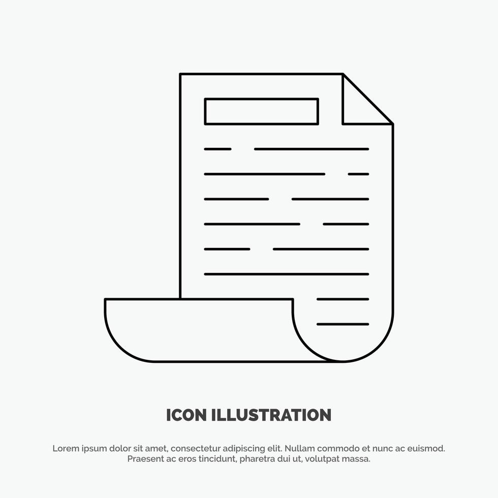 vector de icono de línea de documento de diseño de archivo