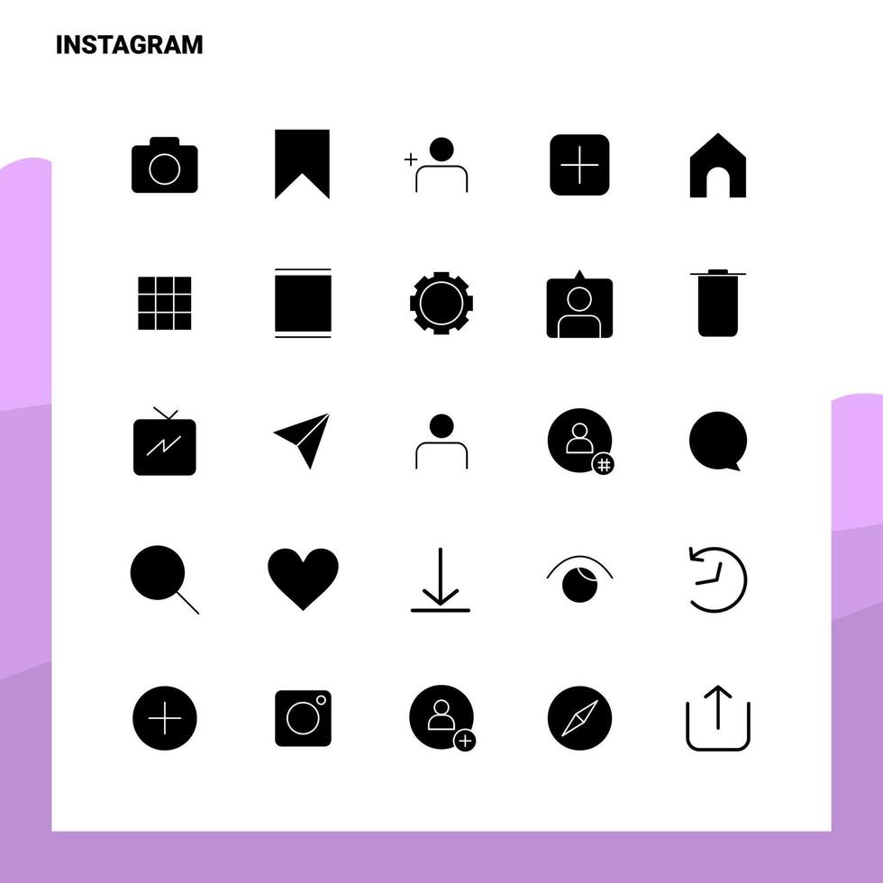 25 conjunto de iconos de instagram plantilla de ilustración de vector de icono de glifo sólido para ideas web y móviles para empresa comercial