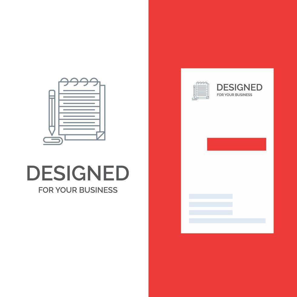 Notepad Notebook Pad Novel Grey Logo Design and Business Card Template vector