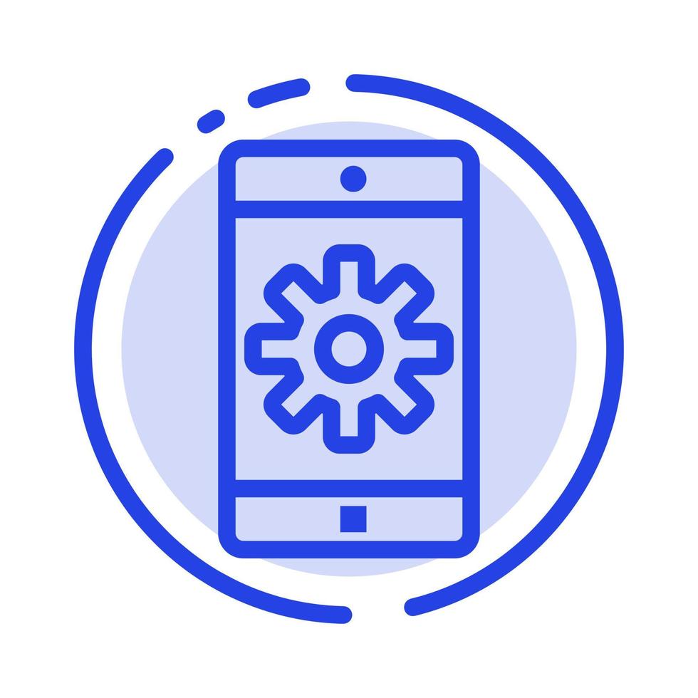 Application Mobile Mobile Application Setting Blue Dotted Line Line Icon vector