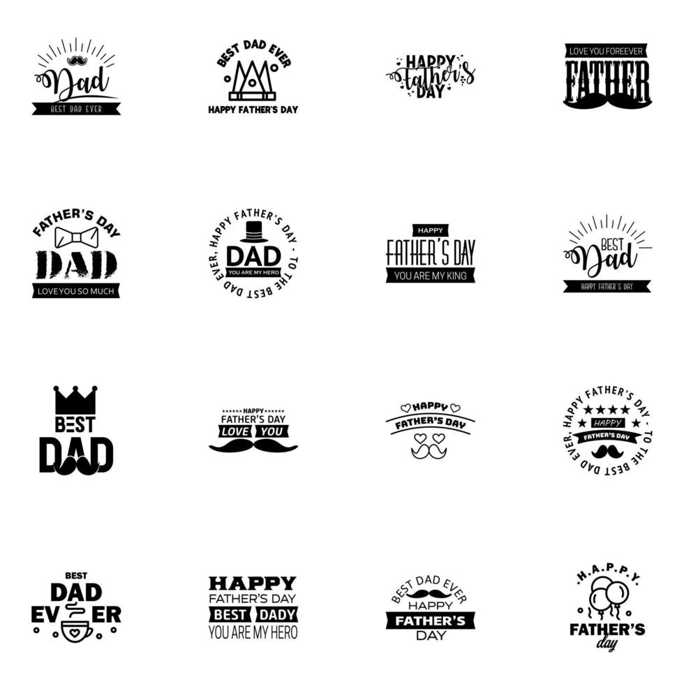 Happy fathers day 16 Black vintage retro type font Illustrator eps10 Editable Vector Design Elements