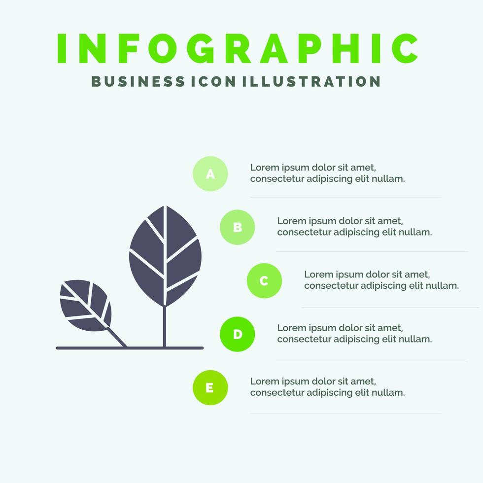 tierra eco medio ambiente hoja naturaleza sólido icono infografía 5 pasos presentación antecedentes vector