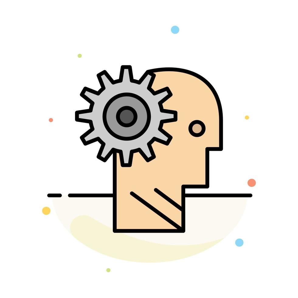 Solution Brain Gear Man Mechanism Personal Working Abstract Flat Color Icon Template vector