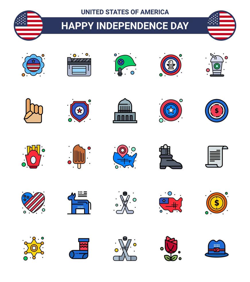 25 Creative USA Icons Modern Independence Signs and 4th July Symbols of cola badge helmet eagle bird Editable USA Day Vector Design Elements