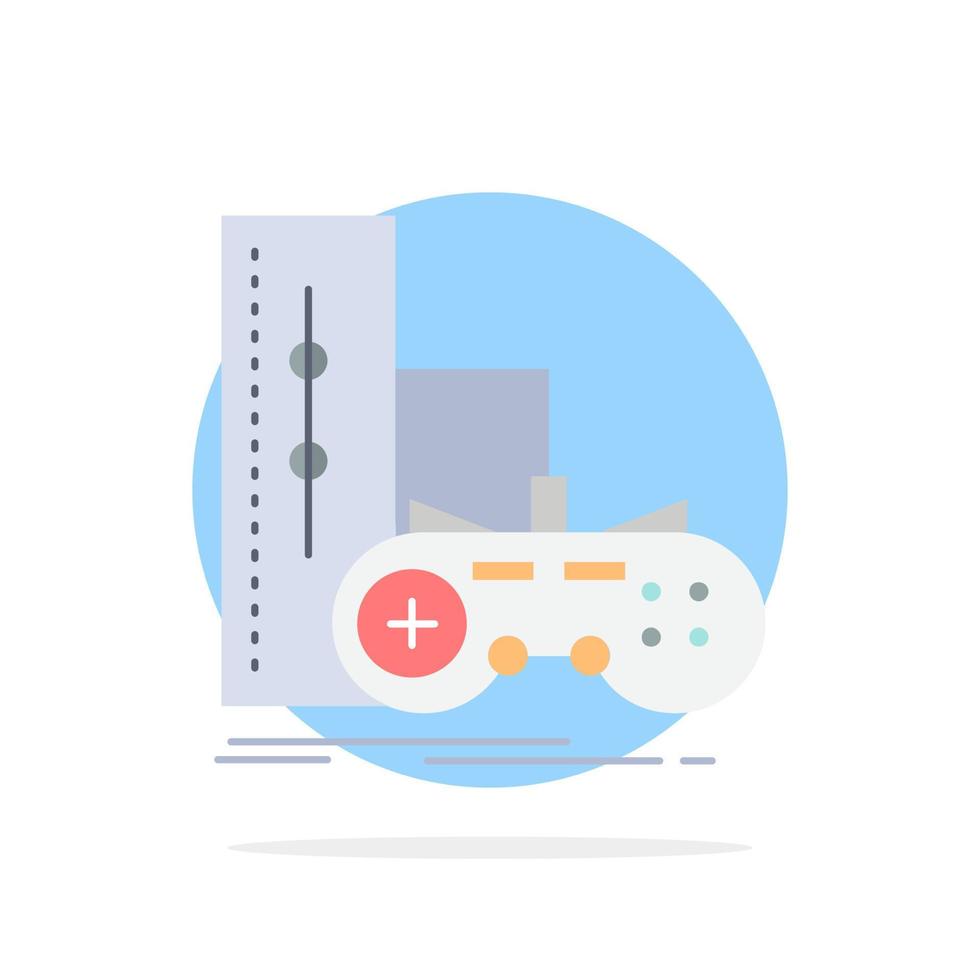 game gamepad joystick play playstation Flat Color Icon Vector