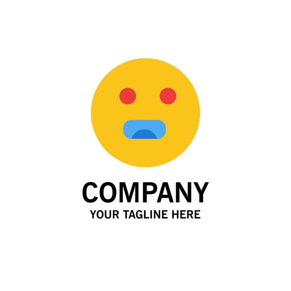 Emojis Emoticon Hungry School Business Logo Template Flat Color vector