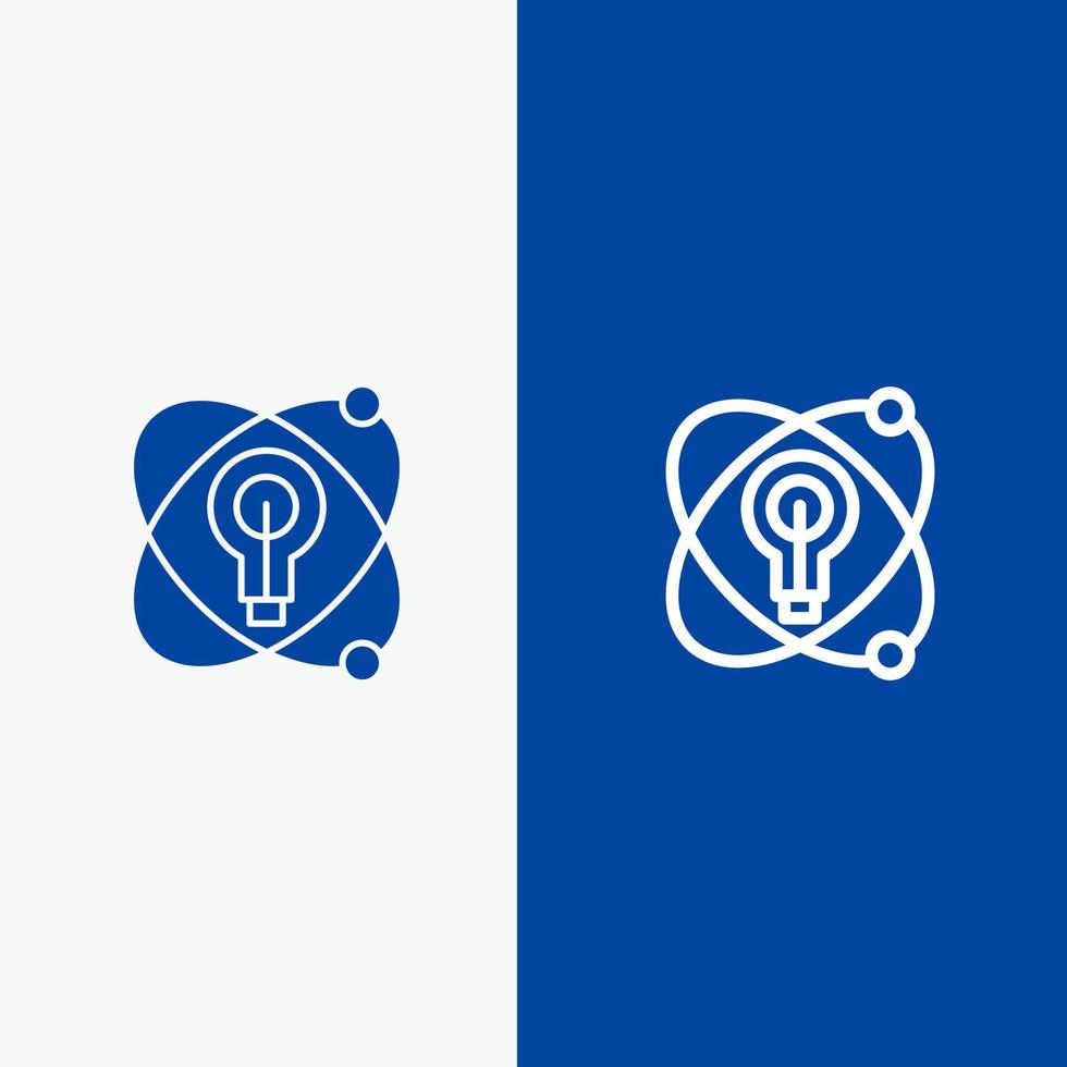Atom Education Nuclear Bulb Line and Glyph Solid icon Blue banner vector