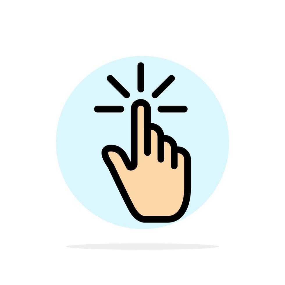 haga clic en gesto de dedo gestos toque de mano icono de color plano de fondo de círculo abstracto vector