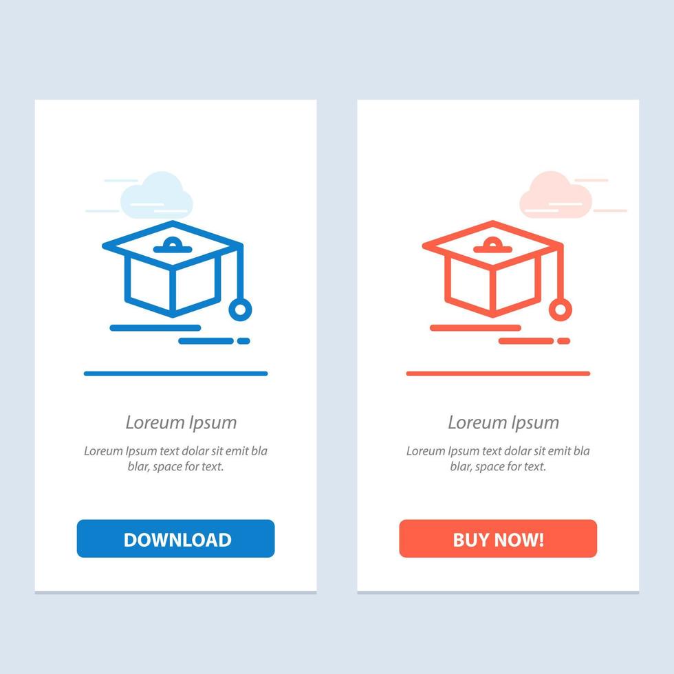 Cap Education Graduation  Blue and Red Download and Buy Now web Widget Card Template vector