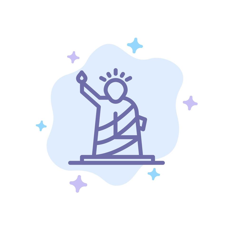 puntos de referencia libertad de estatua usa icono azul sobre fondo de nube abstracta vector