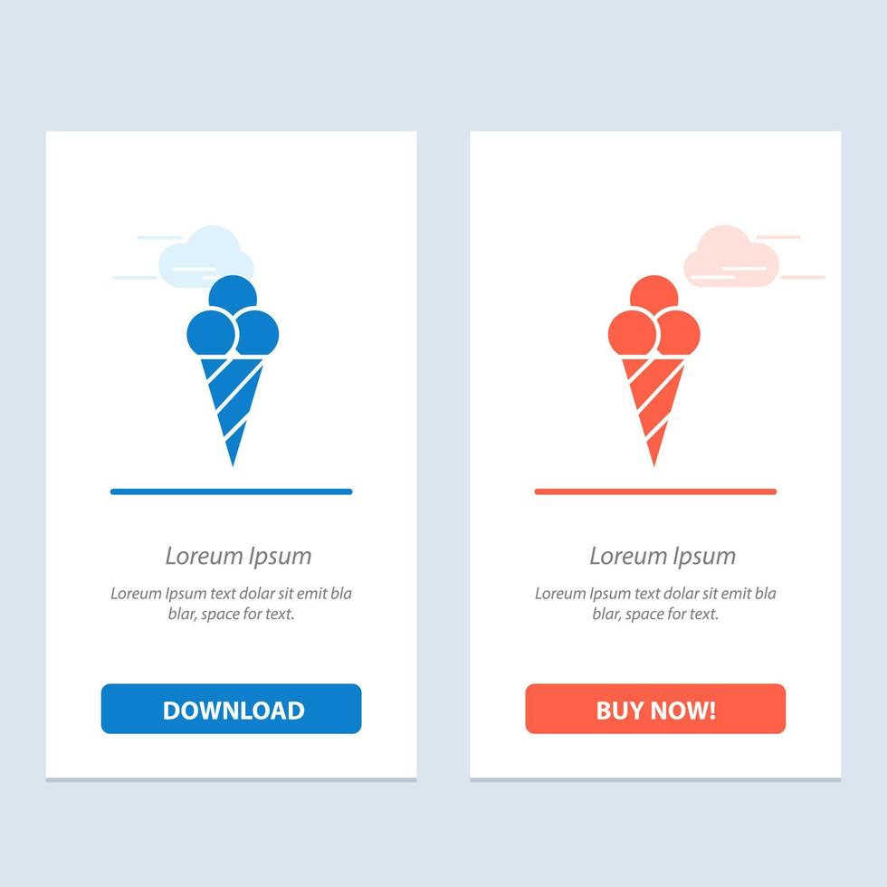 cono de helado de playa azul y rojo descargar y comprar ahora plantilla de tarjeta de widget web vector