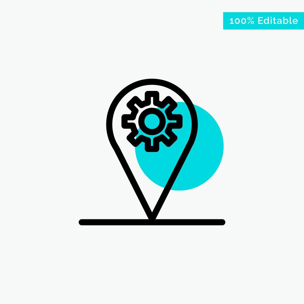 Business Location Map Gear turquoise highlight circle point Vector icon