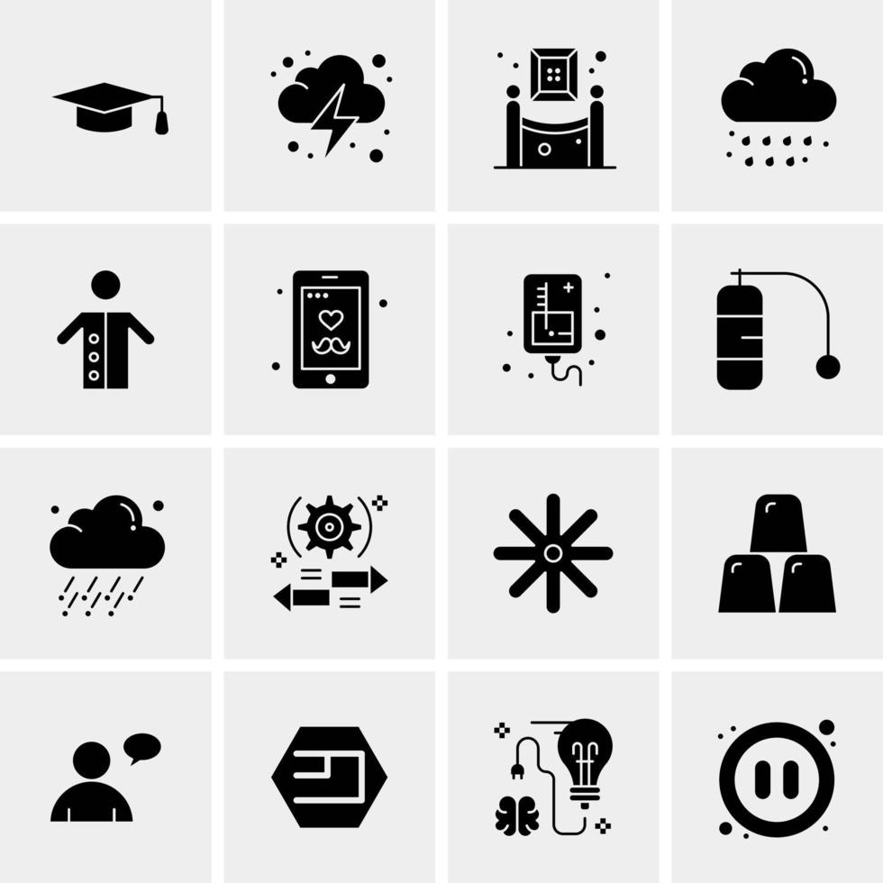 16 iconos de negocios universales vector ilustración de icono creativo para usar en proyectos relacionados con la web y dispositivos móviles