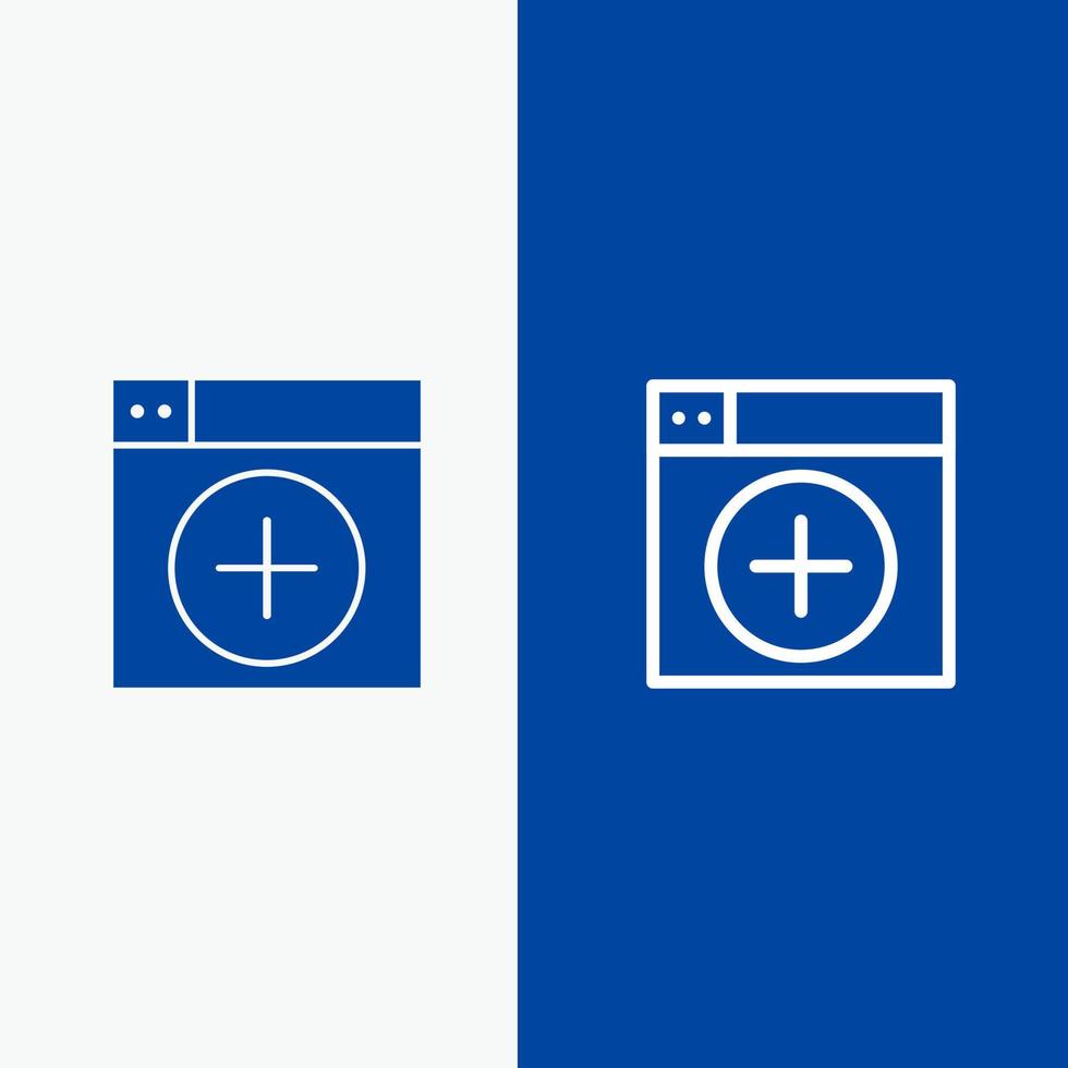 Add Window New Graphics App Line and Glyph Solid icon Blue banner Line and Glyph Solid icon Blue banner vector