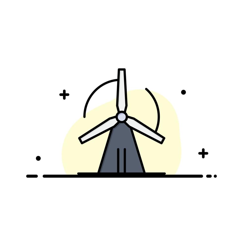 Turbine Wind Energy Power Business Logo Template Flat Color vector