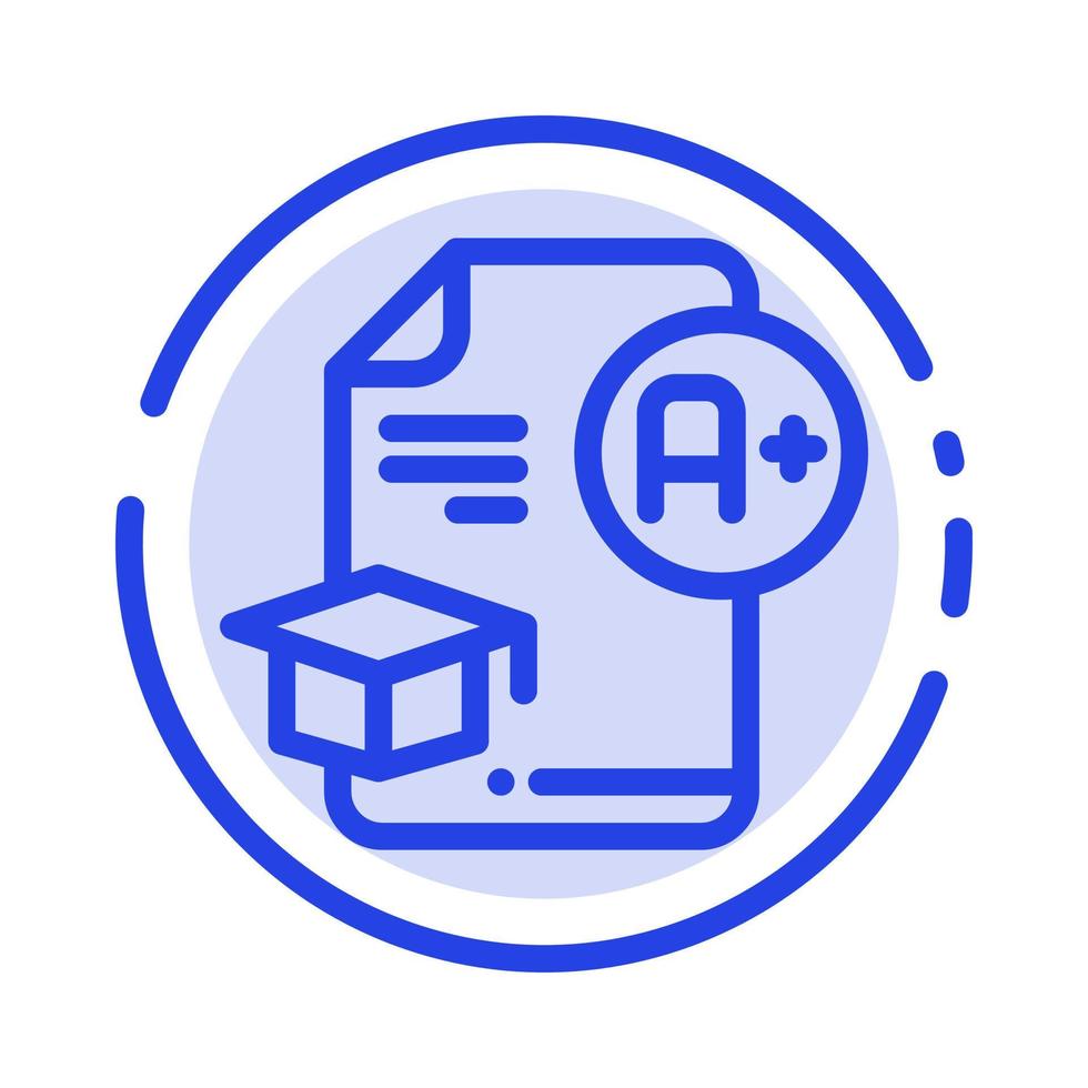Document Cap Education Graduation A Blue Dotted Line Line Icon vector