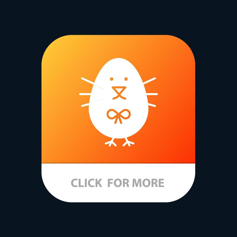 Chicken Easter Baby Happy Mobile App Button Android and IOS Glyph Version vector