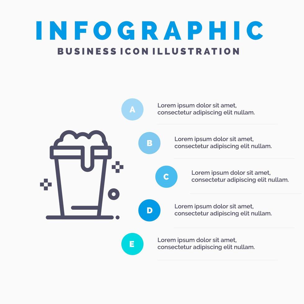 Glass Soup Wash Cleaning Line icon with 5 steps presentation infographics Background vector