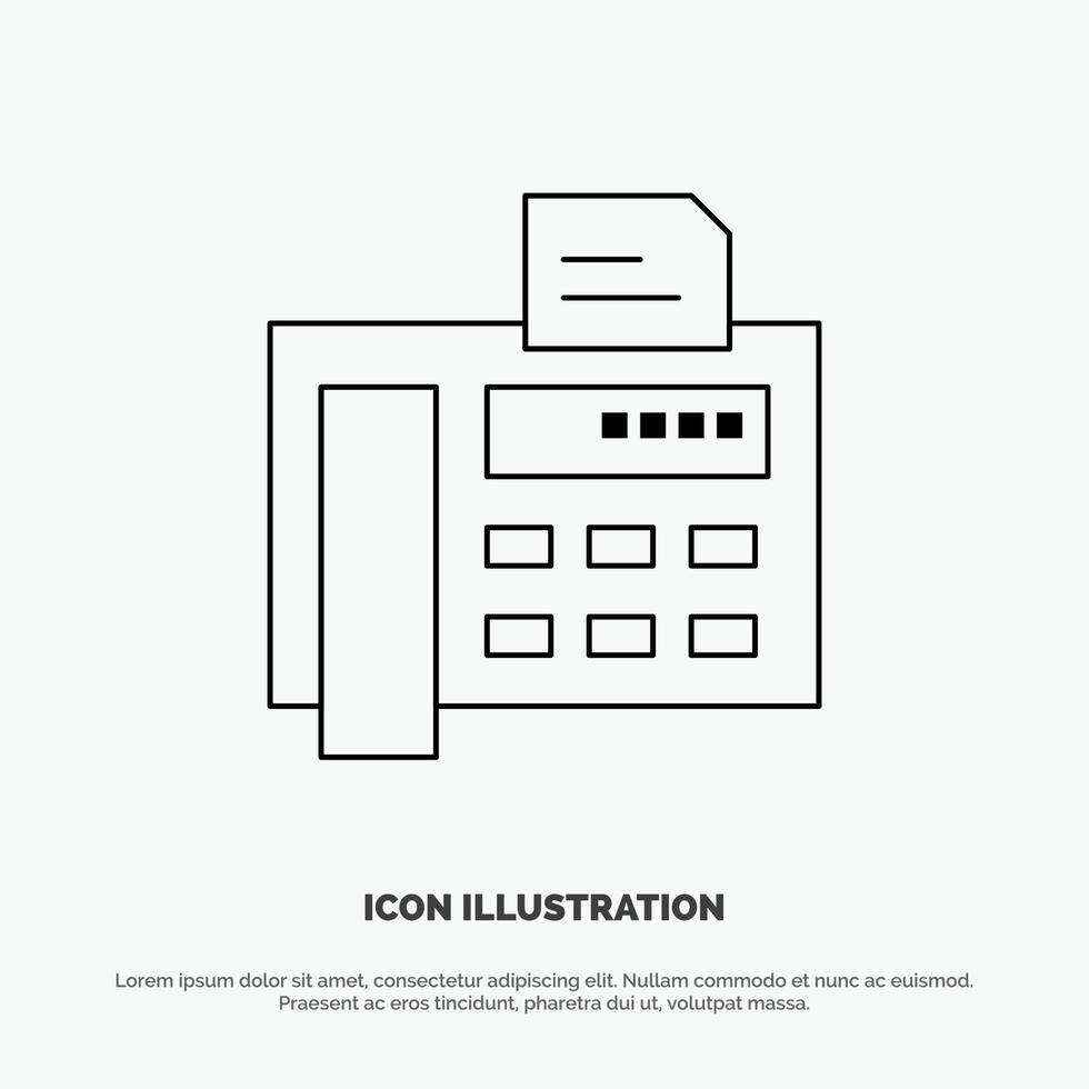 fax teléfono máquina de escribir máquina de fax línea icono vector