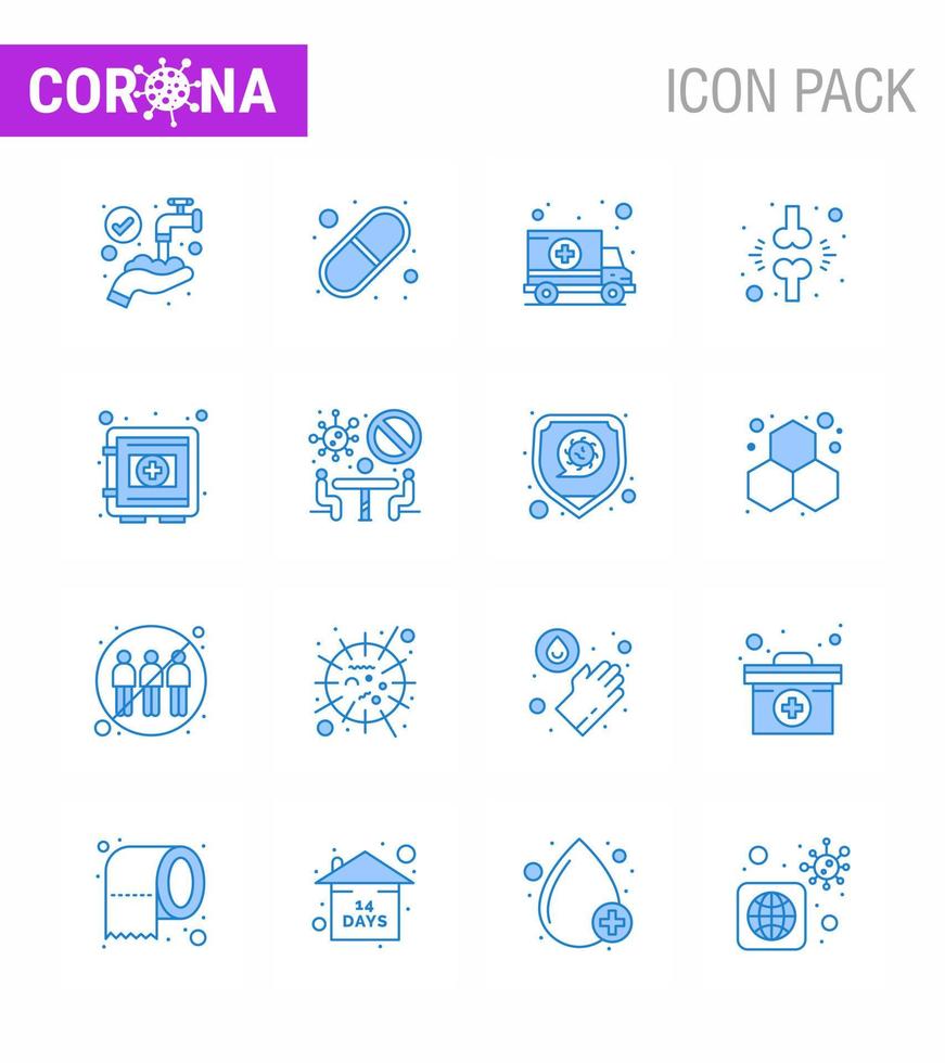 16 Blue Coronavirus disease and prevention vector icon locker injured ambulance fraction bone viral coronavirus 2019nov disease Vector Design Elements