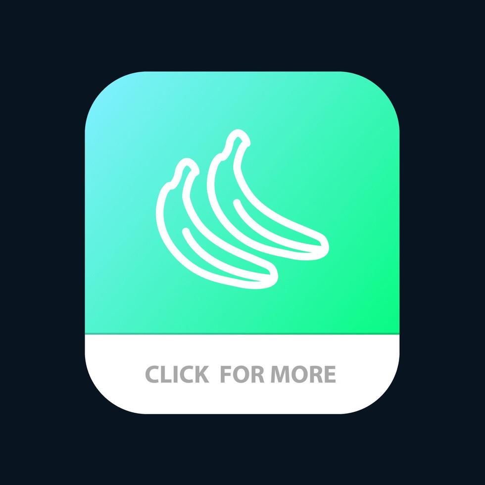 botón de aplicación móvil de fruta de comida de plátano versión de línea de android e ios vector