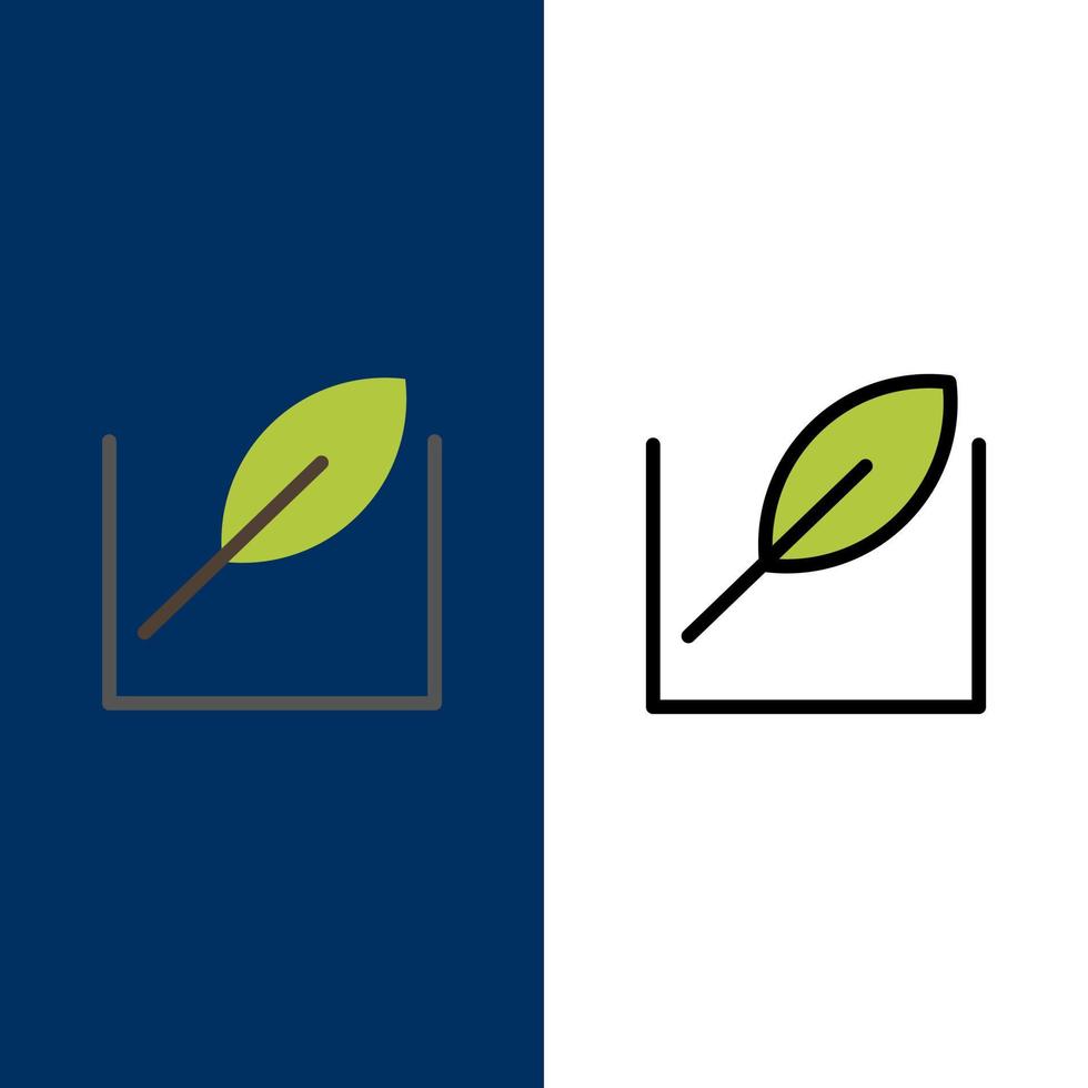 Leaf Green Tree  Icons Flat and Line Filled Icon Set Vector Blue Background