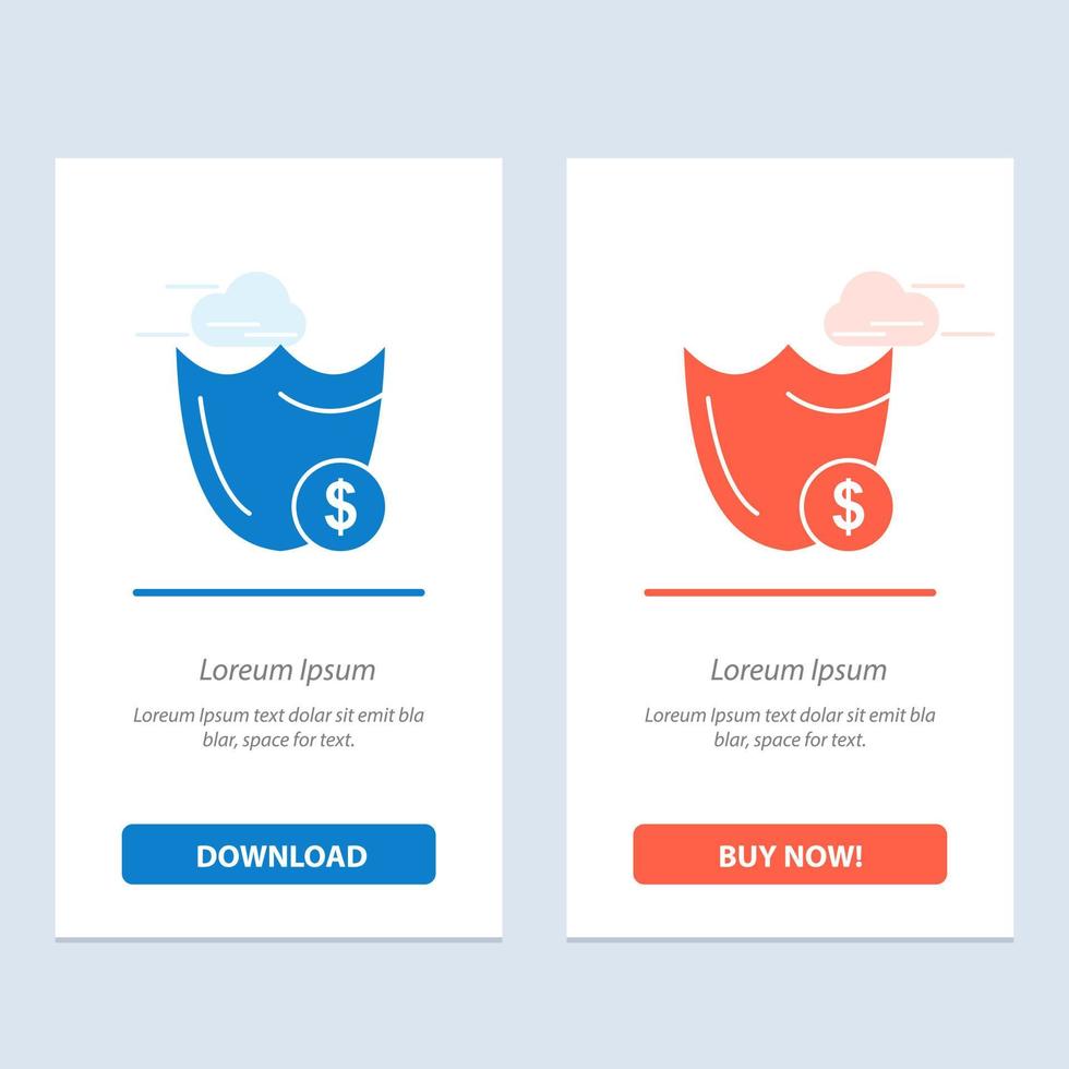 Shield Guard Safety Secure Security Dollar  Blue and Red Download and Buy Now web Widget Card Template vector