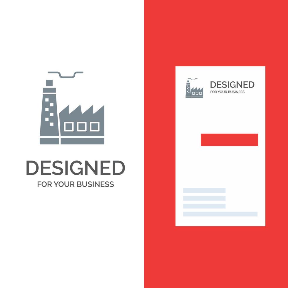Building Factory Construction Industry Grey Logo Design and Business Card Template vector