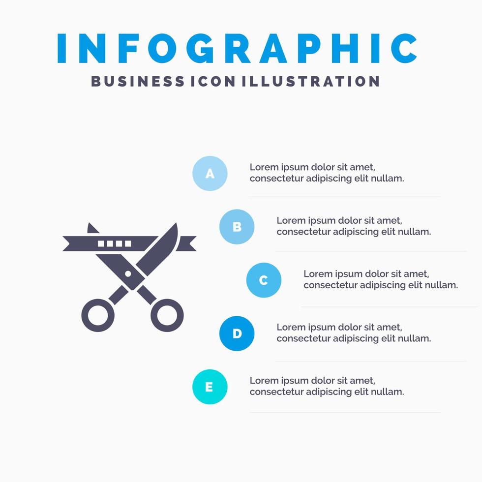 ceremonia de negocios apertura moderna icono sólido infografía 5 pasos presentación antecedentes vector